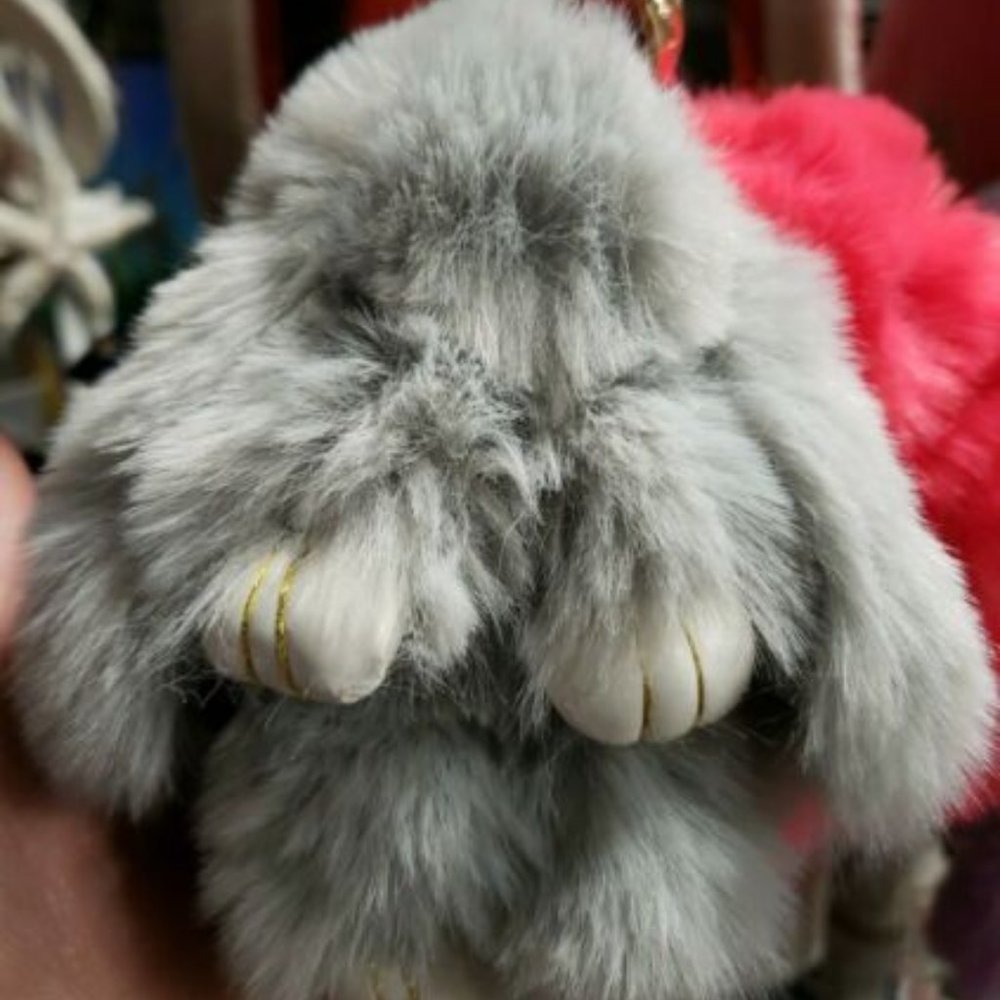 Furry Bunny Rabbit Plush Keychain